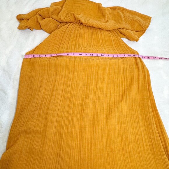 Anaak Off the Shoulder Freya Maxi Dress Boho Gauze Golden Mustard Size 2 (M) - Picture 8 of 11